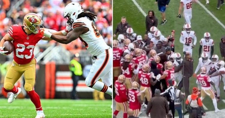 Brawl between the San Francisco 49ers and the Cleveland Browns (Credit: CNN)