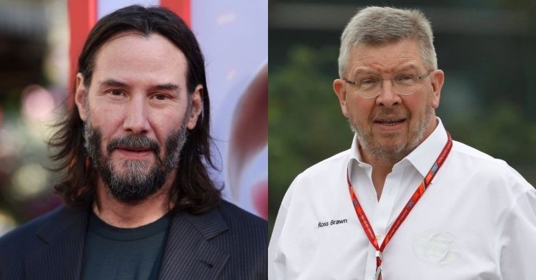 Keanu Reeves (left), Ross Brawn, owner of Brawn GP F1 team (right) (Credits- Marca.com, The Japan Times)