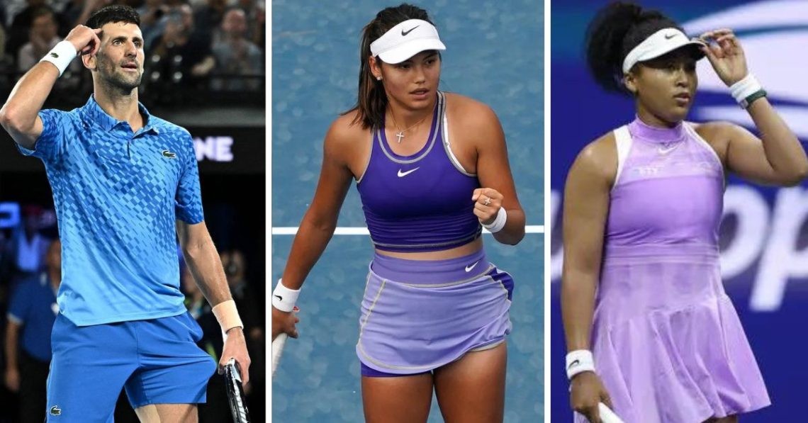 Novak Djokovic, Emma Raducanu and Naomi Osaka