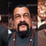 Zlatan Ibrahimovic (left), Steven Seagal (center), and Kevin De Bruyne (right) at UFC 294
