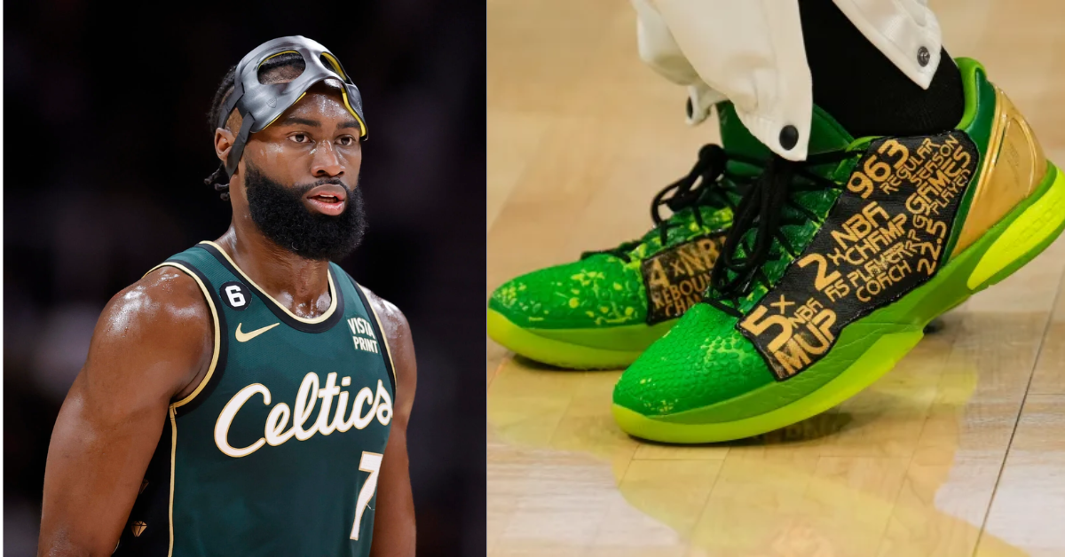 Jaylen Brown and his sneakers (Credits AP and USA TODAY Sports)
