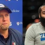 Nick Nurse and James Harden (Credits: X and Getty Images)