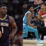 New Orleans Pelicans' Zion Williamson and Washington Wizards' Jordan Poole