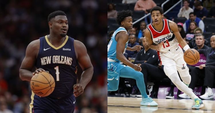 New Orleans Pelicans' Zion Williamson and Washington Wizards' Jordan Poole