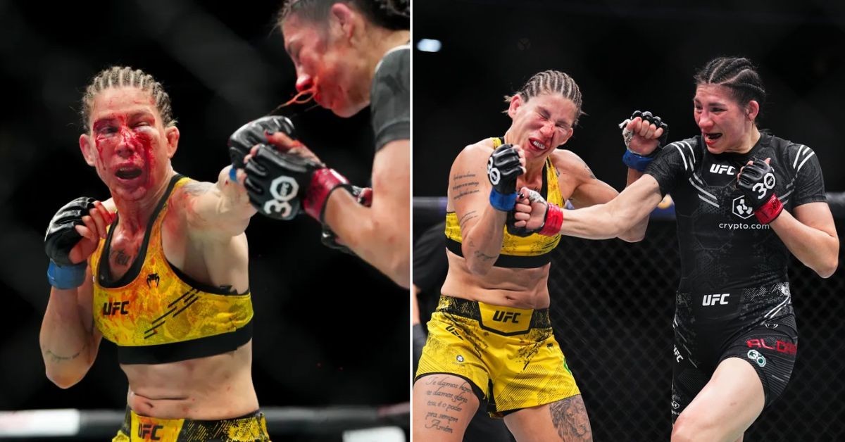 Irene Aldana (yellow) defeated Karol Rosa at UFC 296