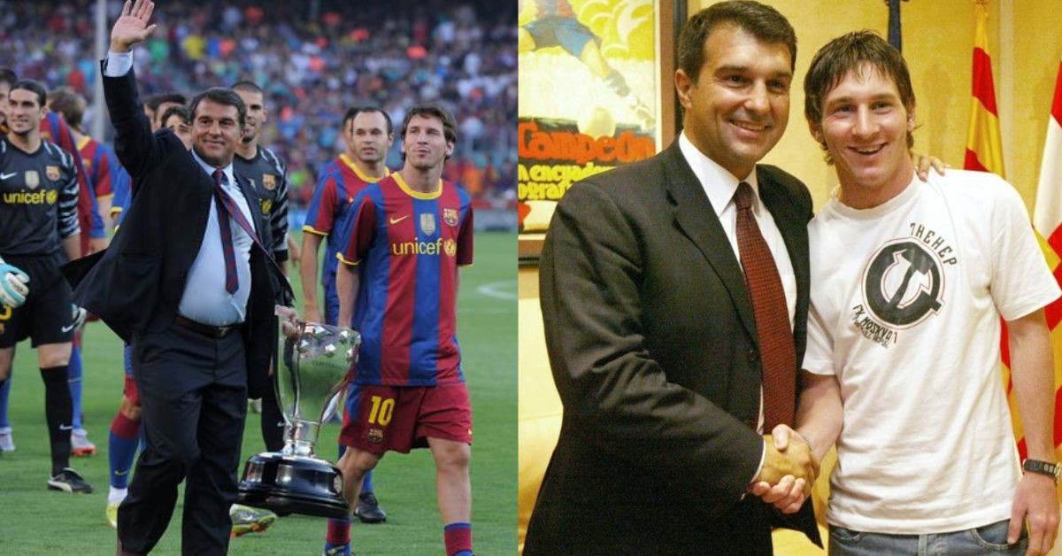 Joan Laporta with Lionel Messi