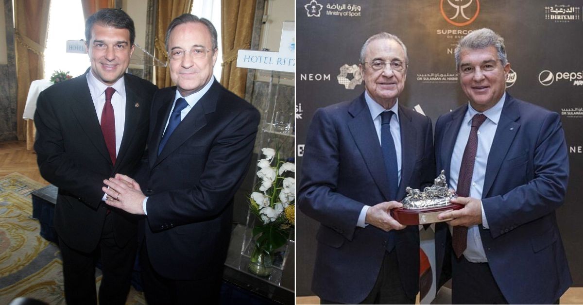 FC Barcelona president Joan Laporta with Real Madrid president Florentino Perez