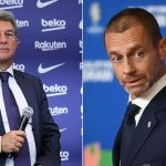 FC Barcelona president Joan Laporta and UEFA president Aleksander Ceferin