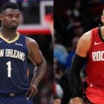 New Orleans Pelicans' Zion Williamson and Houston Rockets' Dillon Brooks