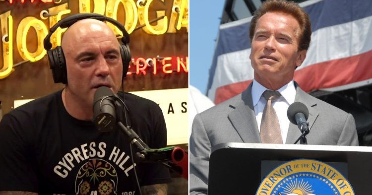 Joe Rogan (L) Arnold Schwarzenegger (R)