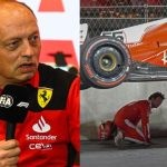 Ferrari team principal Fred Vasseur (left), Carlos Sainz Las Vegas crash (right) (Credits- RacingNews365, CBS News)