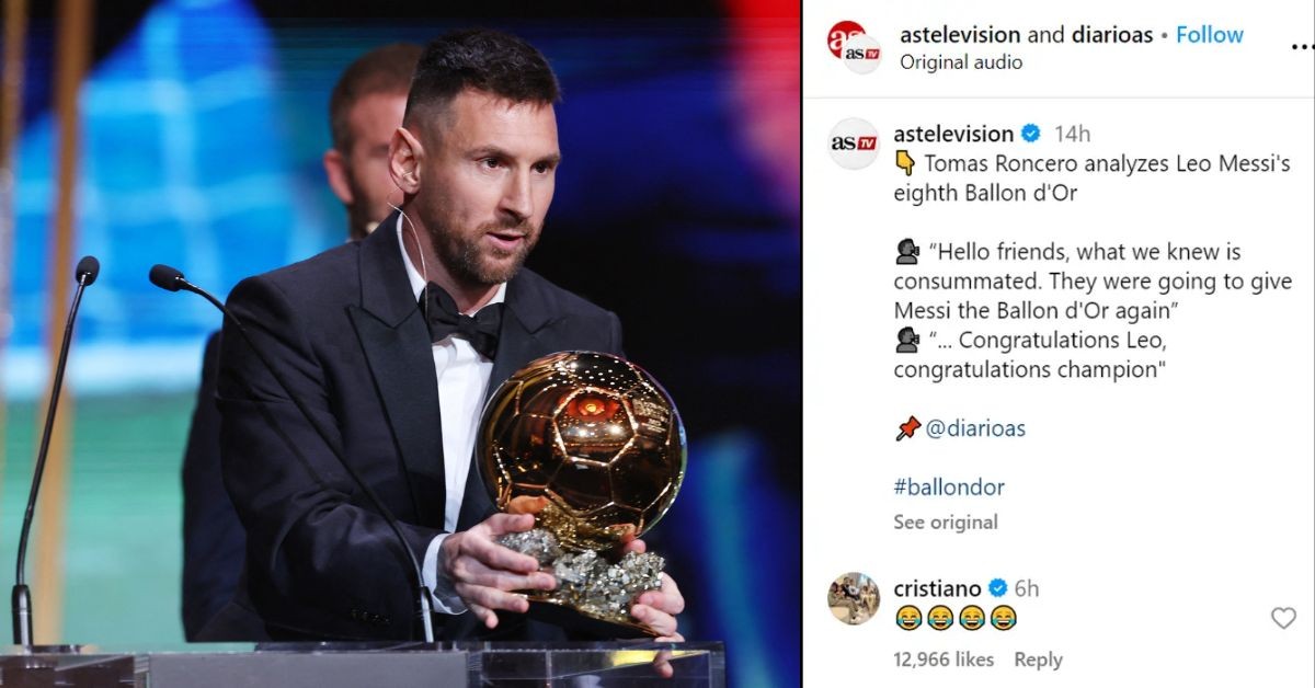 Cristiano Ronaldo mocked Lionel Messi's 2023 Ballon d'Or win