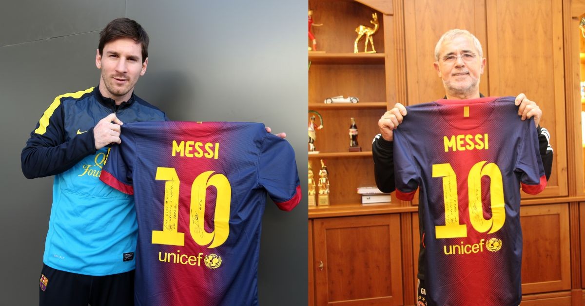 Lionel Messi gifted Gerd Muller his signed FC Barcelona shirt