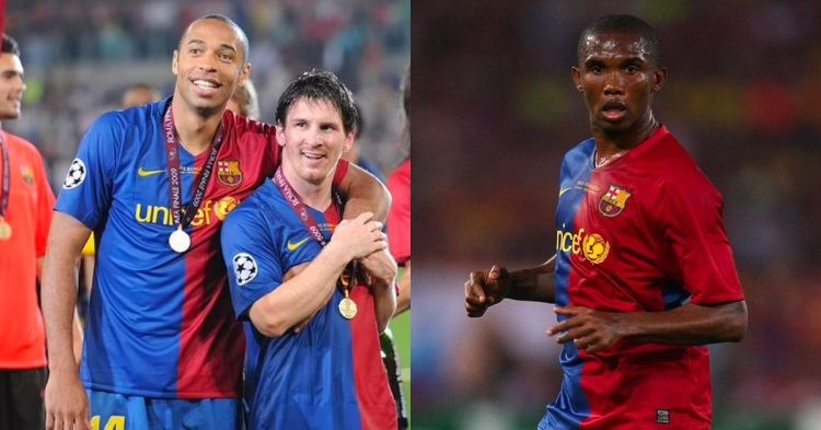 Thierry Henry, Lionel Messi, and Samuel Eto'o