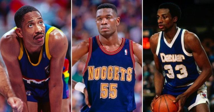Retired Denver Nuggets stars Alex English, Dikembe Mutombo, and David Thompson (Credits - NBA.com and MARCA)