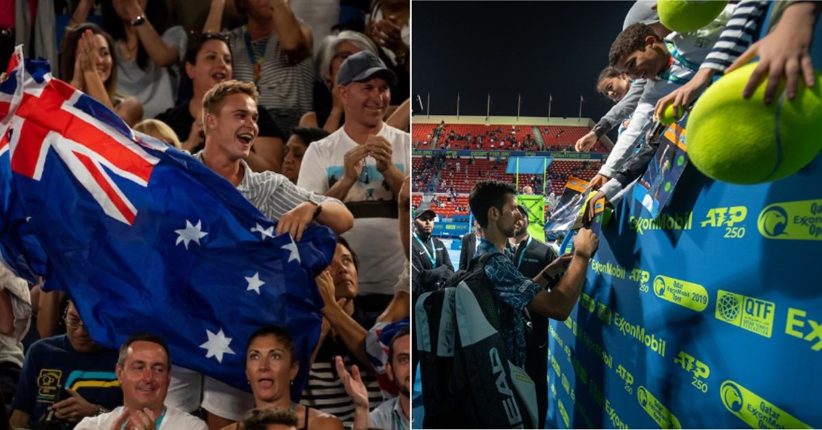 Novak Djokovic with Australian Open fans