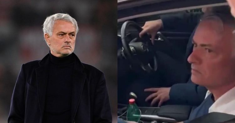 Jose Mourinho looks emotional before leaving the Roma training ground