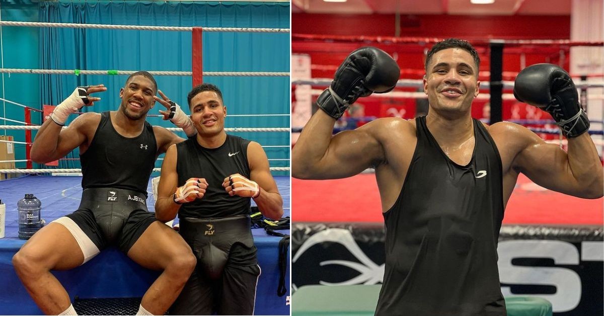 Image collage of Delicious Orie training with Anthony Joshua and Orie training solo