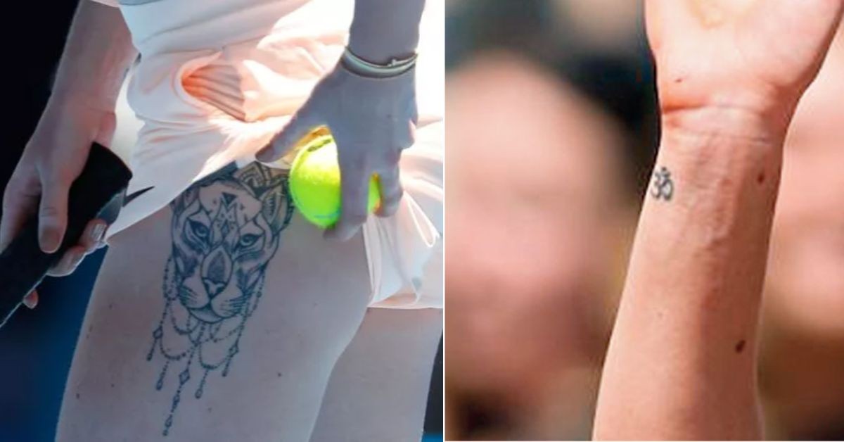 Elina Svitolina's geometric tiger tattoo and 'Om' tattoo