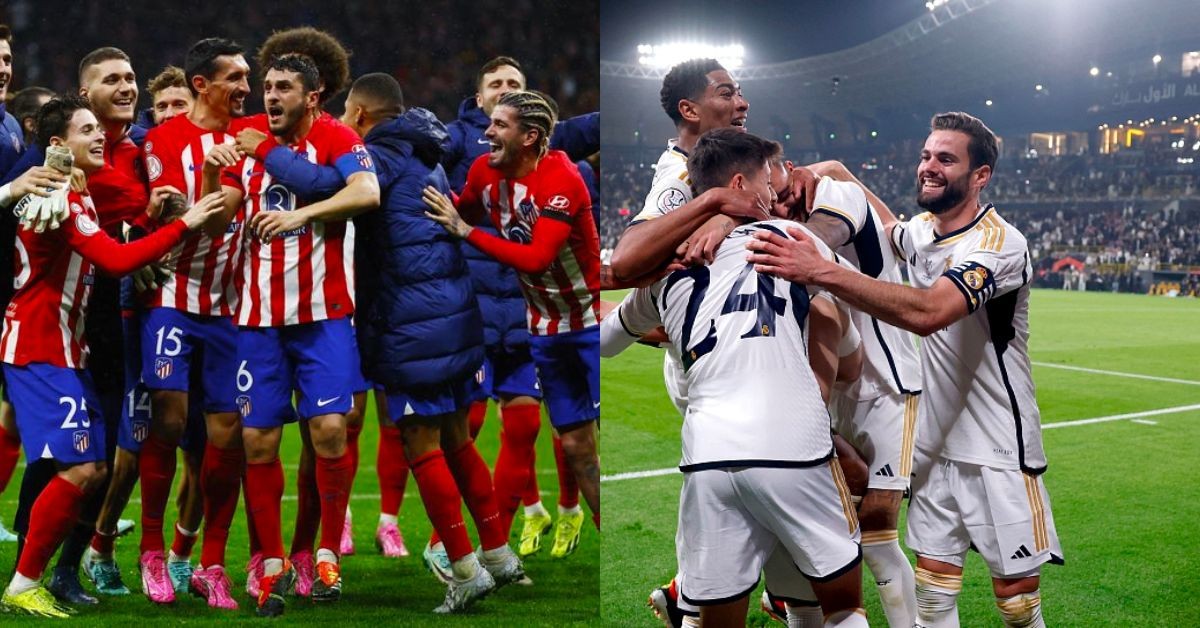 Atletico Madrid and Real Madrid celebrating