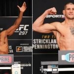 Image collage of Chris Curtis vs Marc-Andre Barriault weigh in at UFC 297