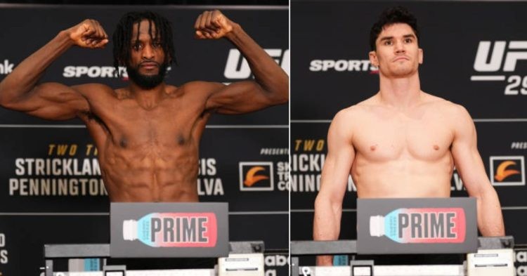 Image collage of Neil Magny vs Mike Malott weigh in at UFC 297