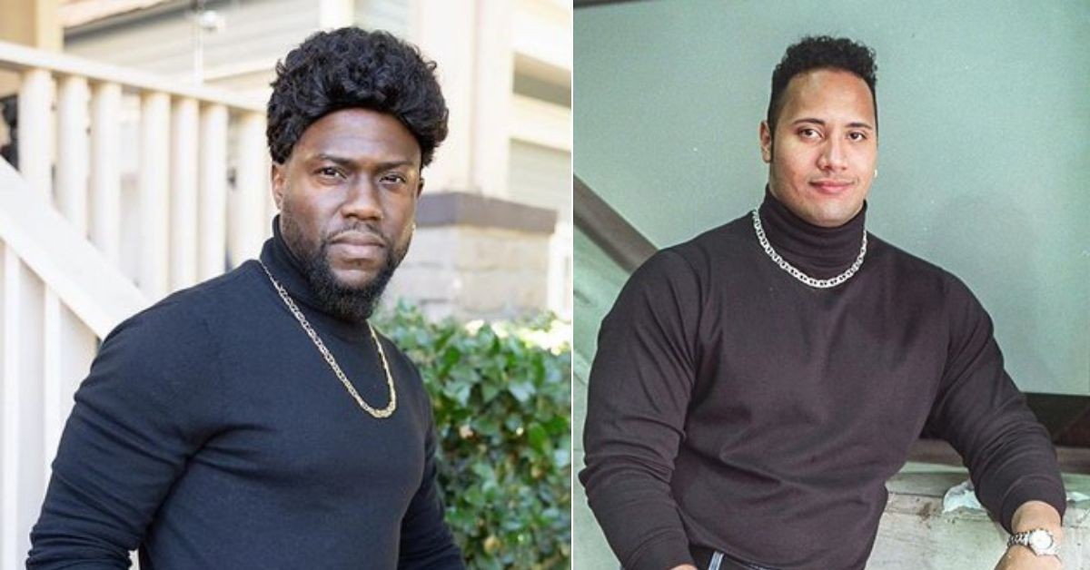 Image collage of Kevin Hart and Dwayne Johnson