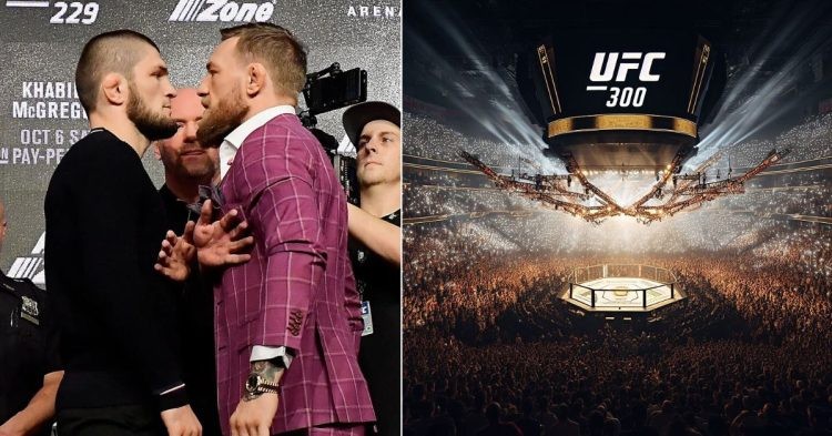 Khabib Nurmagomedov vs. Conor McGregor (left) - UFC 300 poster (right)