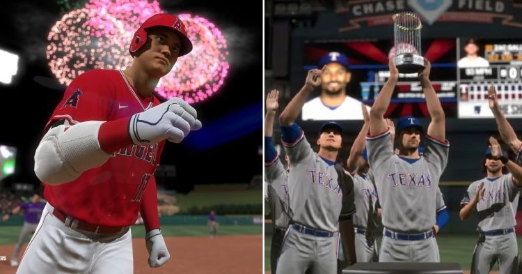 Shohei Ohtani and Texas Rangers in MLB The Show (Credit - X)