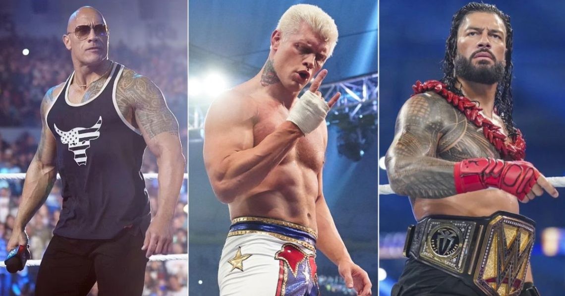 The Rock, Cody Rhodes and Roman Reigns