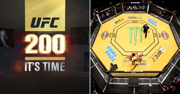 Yellow color octagon mat for UFC 200