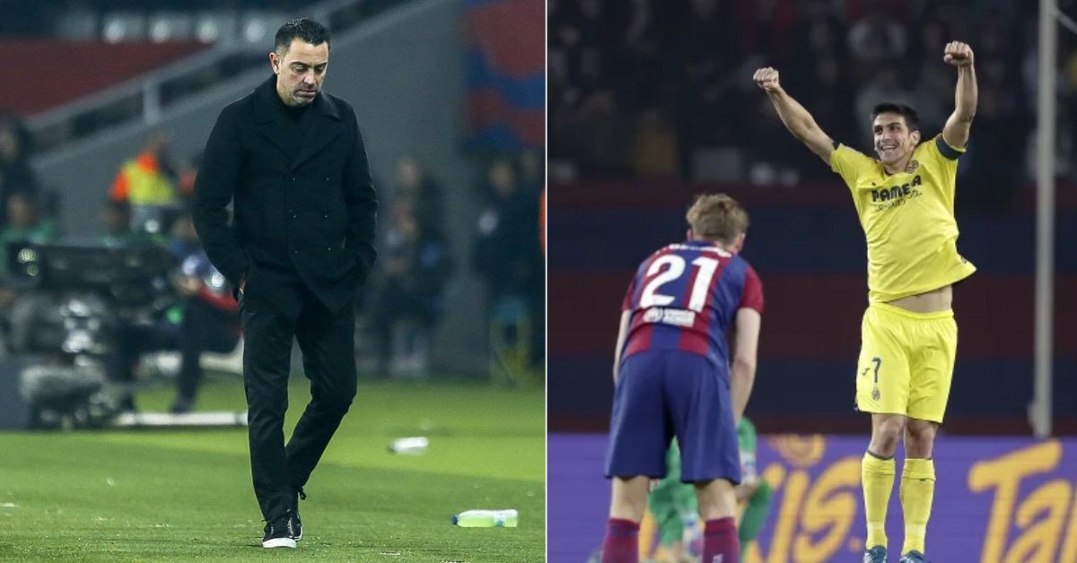 A dejected Xavi looks on as FC Barcelona loses against Villareal