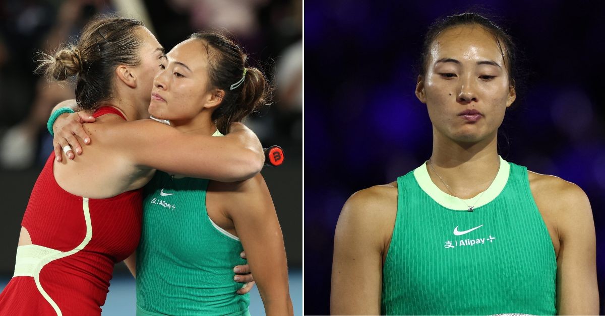 Qinwen Zheng looked upset after the Australian Open final against Aryna Sabalenka. (Credits- Eloisa Lopez/Reuters, X)