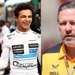 Lando Norris with Christian Horner (left), McLaren CEO, Zak Brown (right) (Credits- F1, PlanetF1)