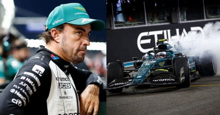Fernando Alonso (left), Aston Martin F1 car (right) (Credits- PlanetF1, FormulaRapida.net)