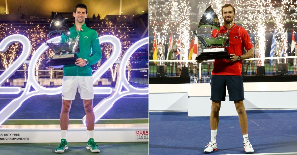Novak Djokovic and Daniil Medvedev at Dubai. (Credits-Dubai Duty Free Championships, Satish Kumar/ Reuters)