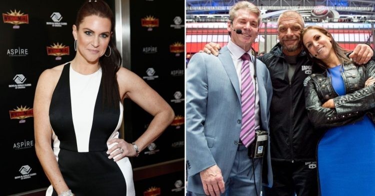 Stephanie McMahon with Triple H and Vince McMahon