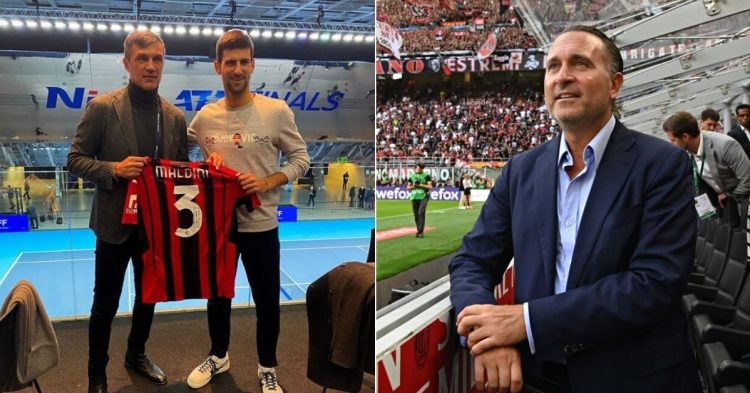 Novak Djokovic with AC Milan jersey (left) - Gerry Cardinale (right)