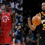 Phoenix Suns' Kevin Durant and Pascal Siakam with OG Anunoby