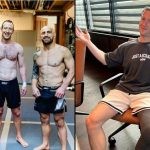 Mark Zuckerberg with UFC fighters and Mark Zuckerberg after tearing his ACL.