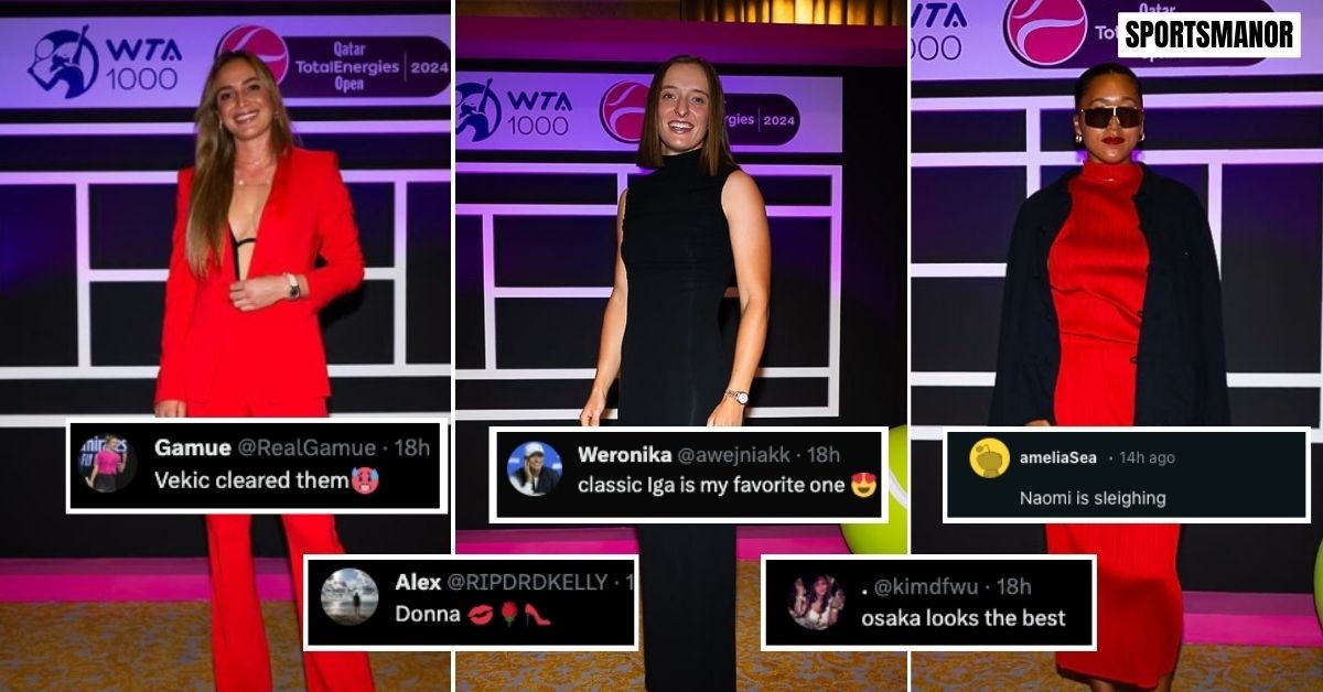 Fans reacting to Donna Vekic, Iga Swiatek and Naomi Osaka. (Credits- Jimmie48/WTA, X, Reddit)