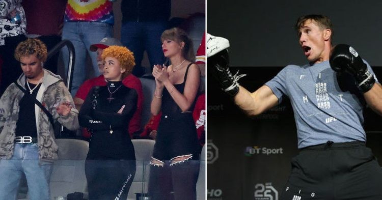 Ice Spice and Taylor Swift at the Super Bowl LVIII (L) Darren Till sparring (R)