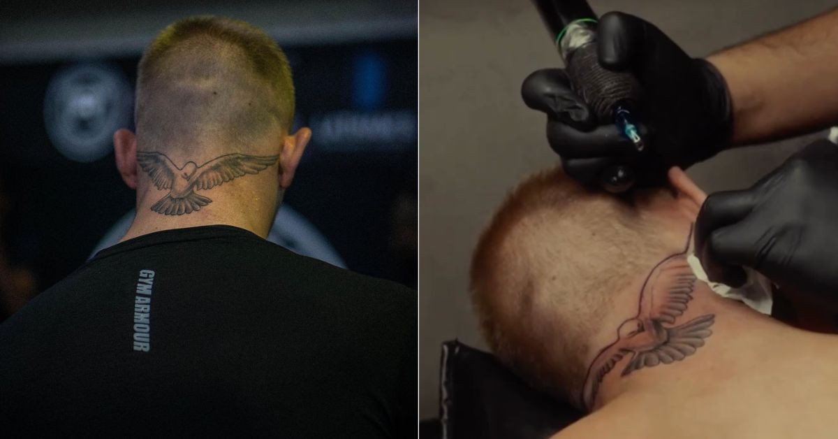 Ian Garry has a tattoo of a dove on his neck