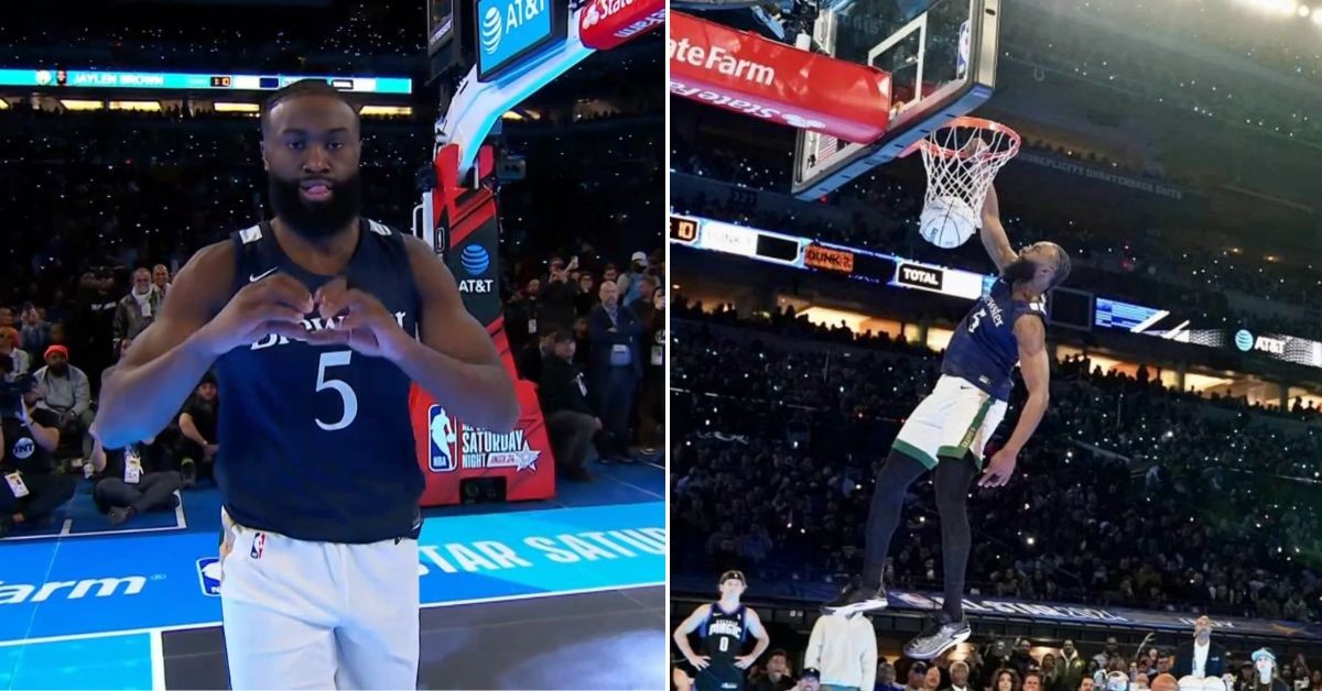 Jaylen Brown paying tribute at the Slam Dunk Contest (Credit - X)