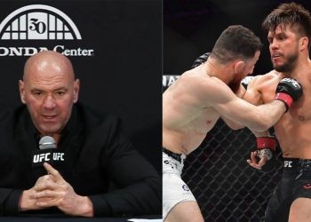 Dana White, Henry Cejudo and Merab Dvalishvili at UFC 298 (Credits: X)