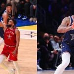 Karl-Anthony Towns and Damian Lillard at 2024 NBA All-Star Game