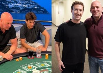 Dana with his son and Dana with Zuckerberg