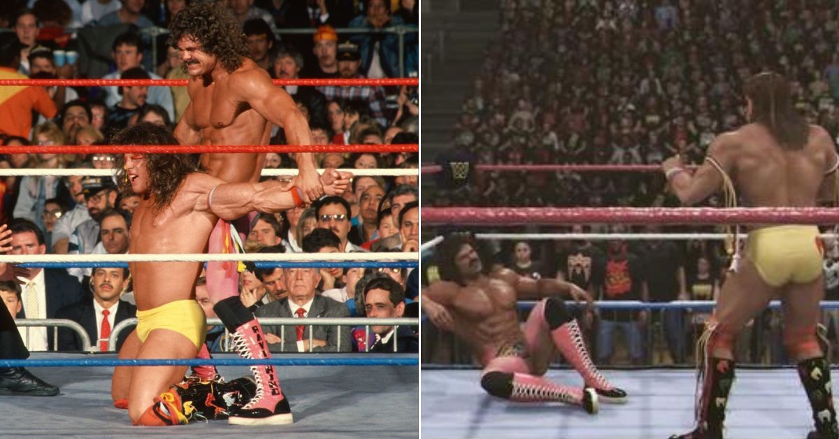Rick Rude vs Ultimate Warrior from WrestleMania 3(left) and WWE 2K24 (right)