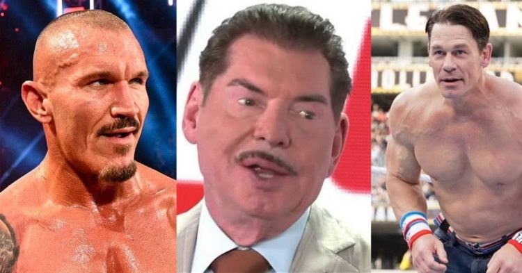 Randy Orton (left) Vince McMahon (middle) John Cena (right)