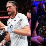 Brian Ortega vs Yair Rodriguez at UFC Mexico City (left) - Ilia Topuria with featherweight title (right)